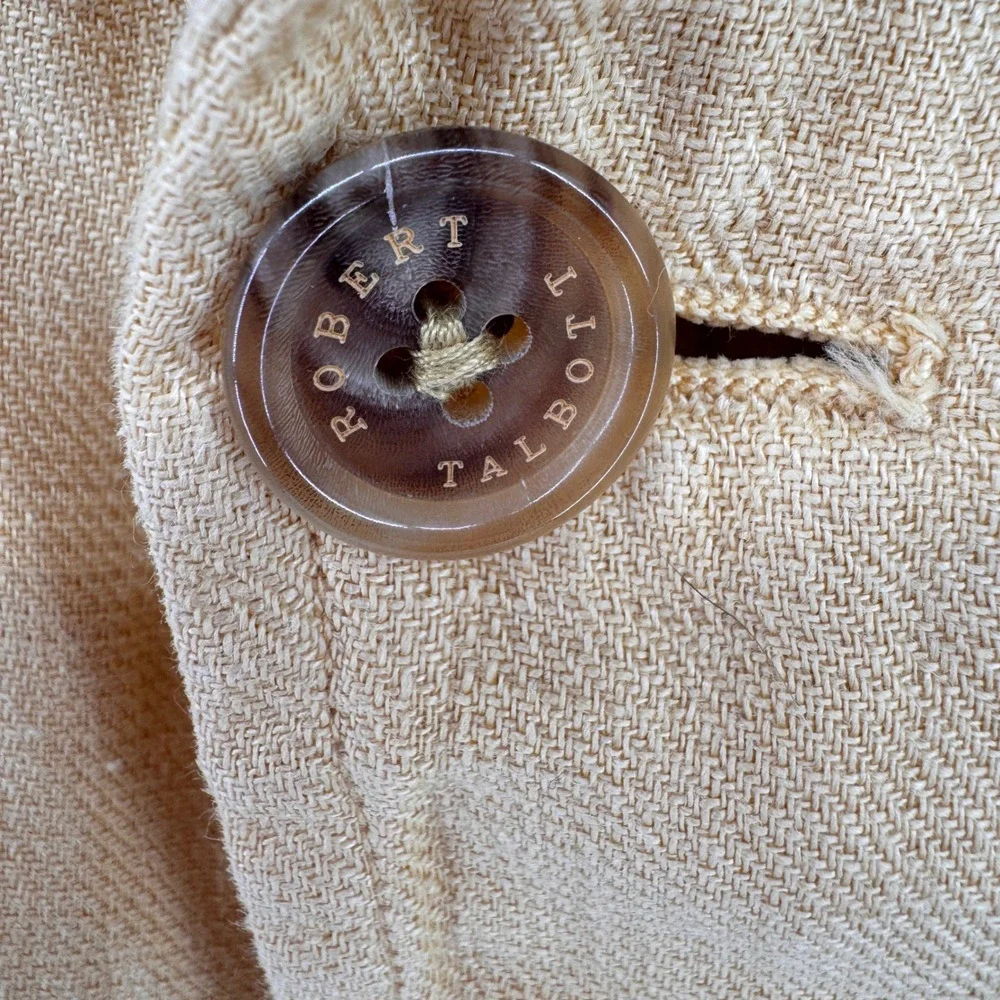 Robert Talbott Mens 100% Linen Unstructured Blazer Butter Yellow 3-Button Size M